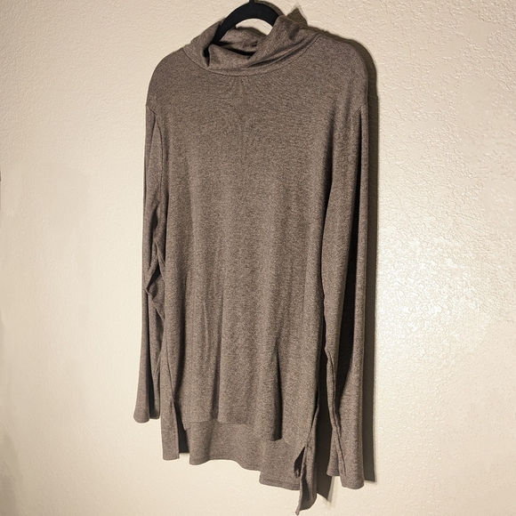 Apt. 9 Minimalist Cool Tone Grey & Brown Merle Mock Neck Long Sleeve Active Wear - Picture 3 of 7